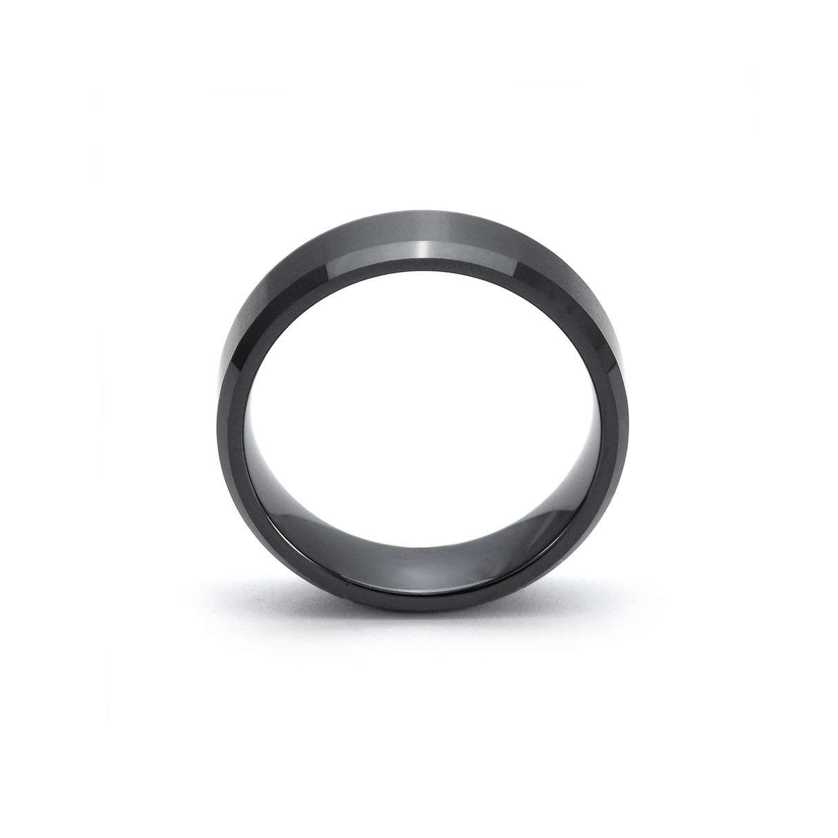 RG602B B.Tiff Black 2-Tone Beveled Edge High Tech Ceramic Ring by B.Tiff New York