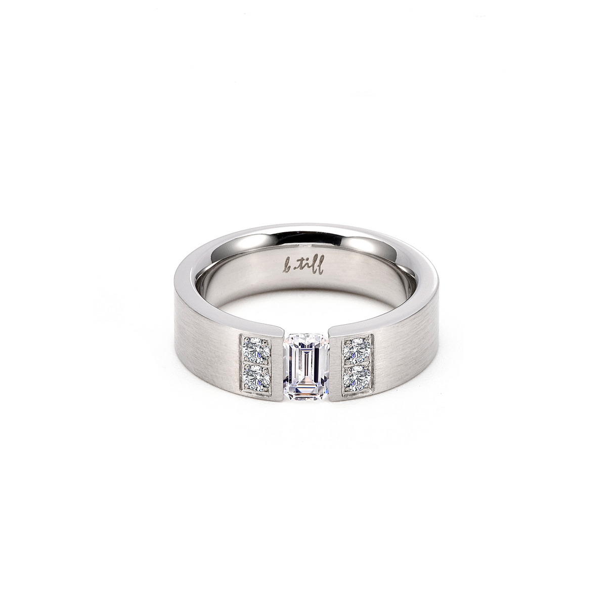 RG608W B.Tiff "Amikoj" 1/3 ct Emerald Cut Ring by B.Tiff New York