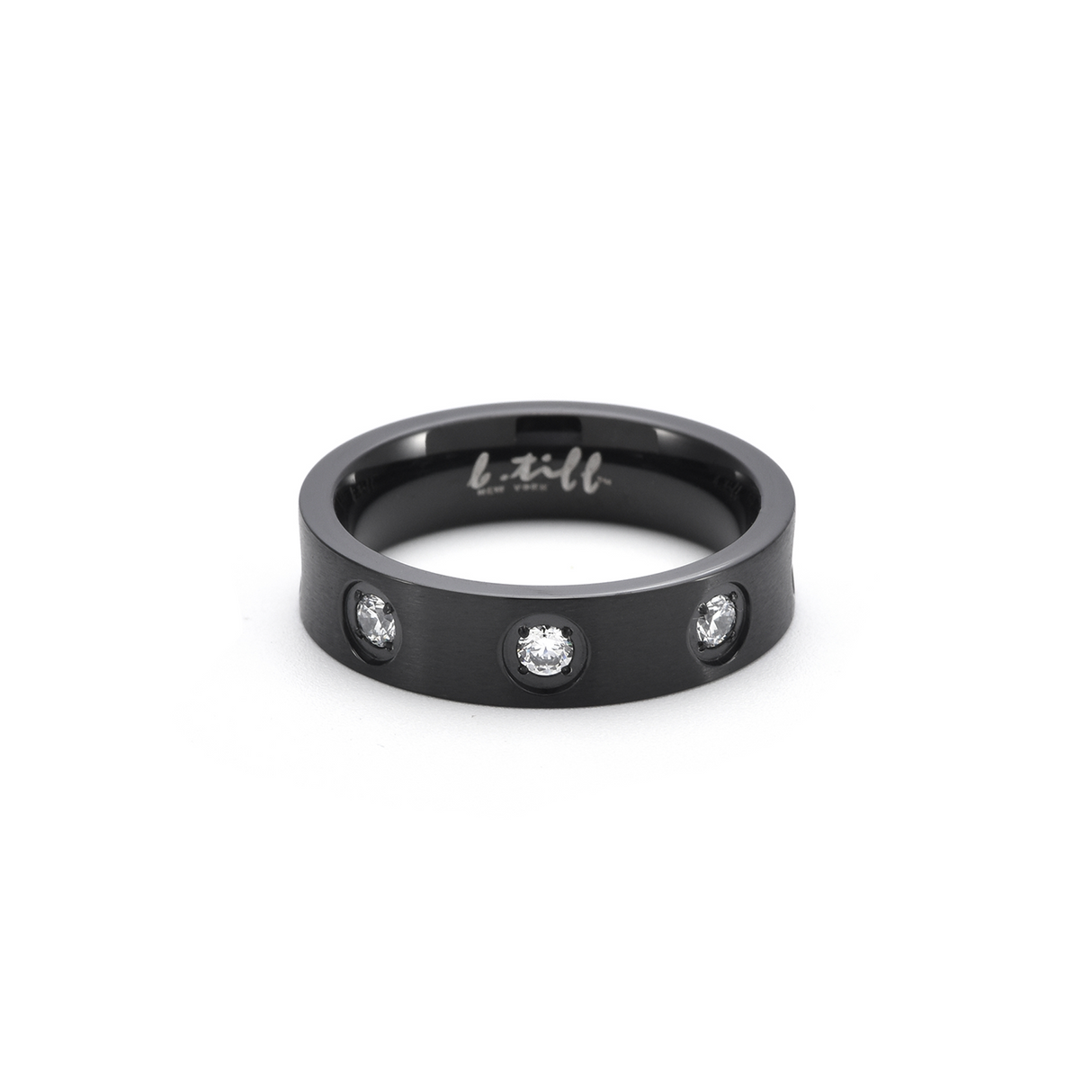 RG808B B.Tiff Matte Black 8-Stone Pave Ring by B.Tiff New York