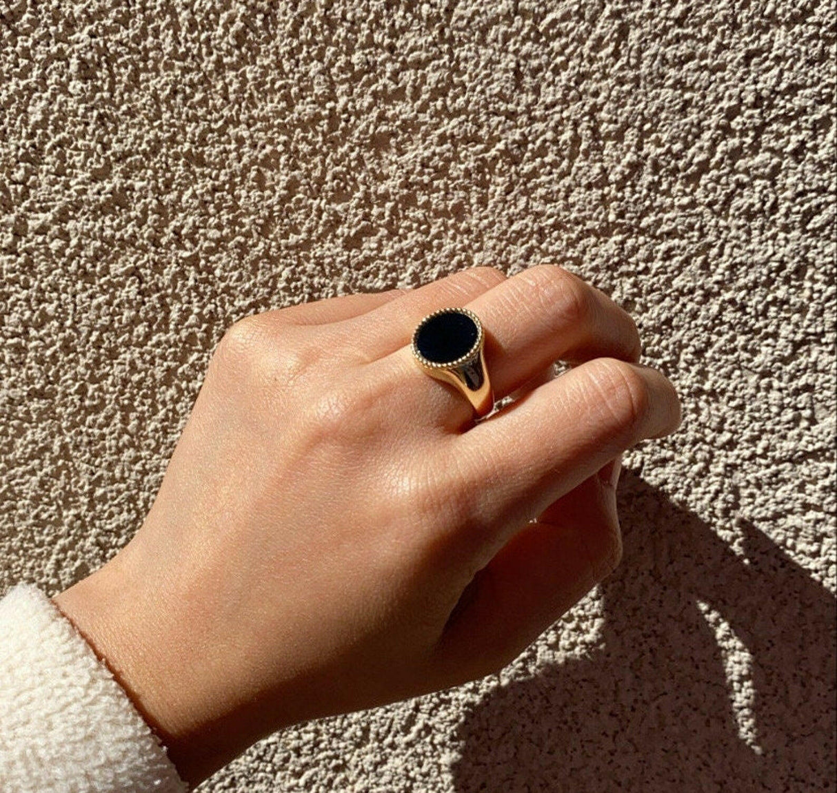 14k Gold Black Oval Onyx Ring by VicStoneNYC Fine Jewelry