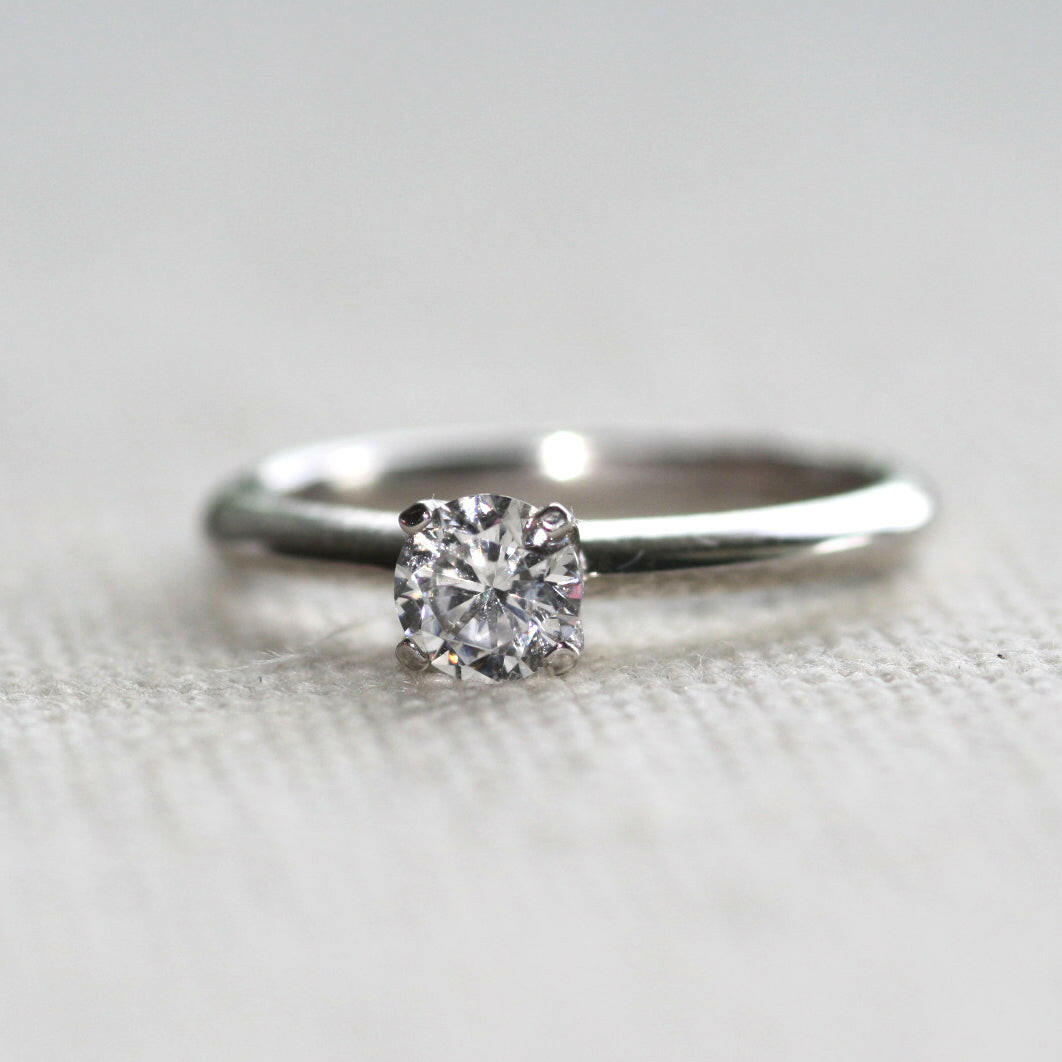 Solitaire 4 prongs Setting 100% Natural Diamond Engagement Ring by VicStoneNYC Fine Jewelry