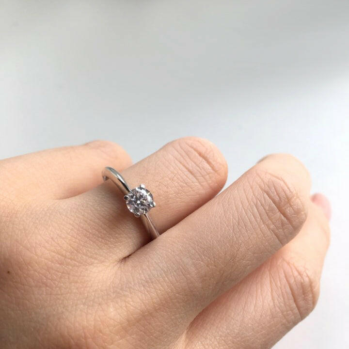 Solitaire 4 prongs Setting 100% Natural Diamond Engagement Ring by VicStoneNYC Fine Jewelry