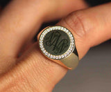 Diamond Engraving Signet Ring by VicStoneNYC Fine Jewelry