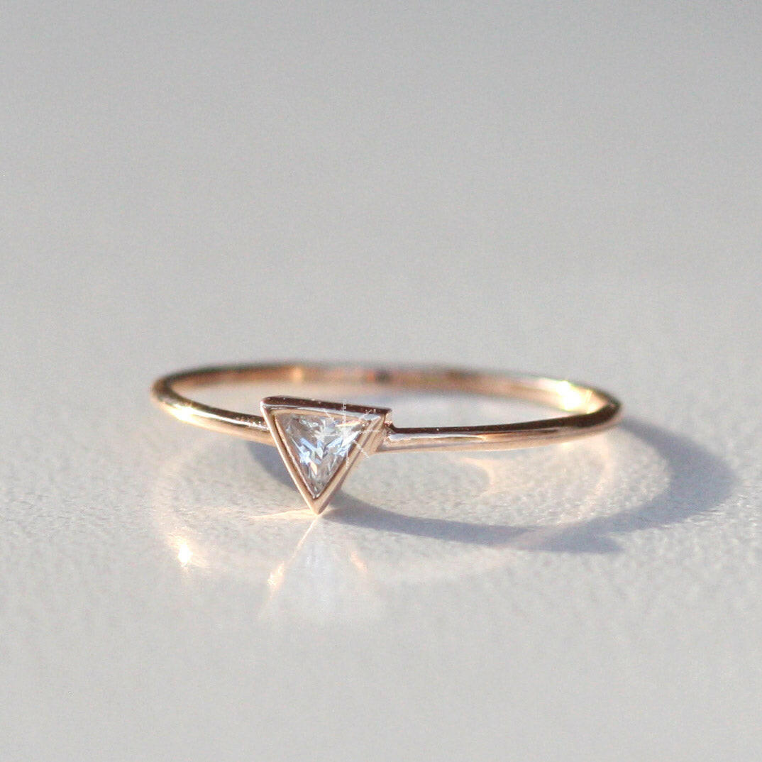 14k Gold Triangle Cut Diamond Ring by VicStoneNYC Fine Jewelry