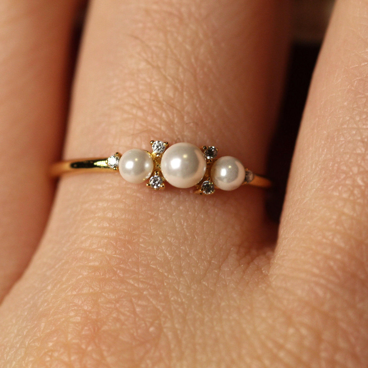 14k Gold Pearl Diamond Ring by VicStoneNYC Fine Jewelry