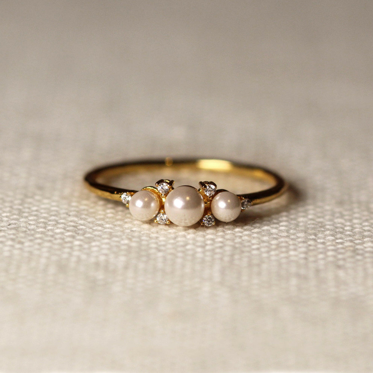 14k Gold Pearl Diamond Ring by VicStoneNYC Fine Jewelry