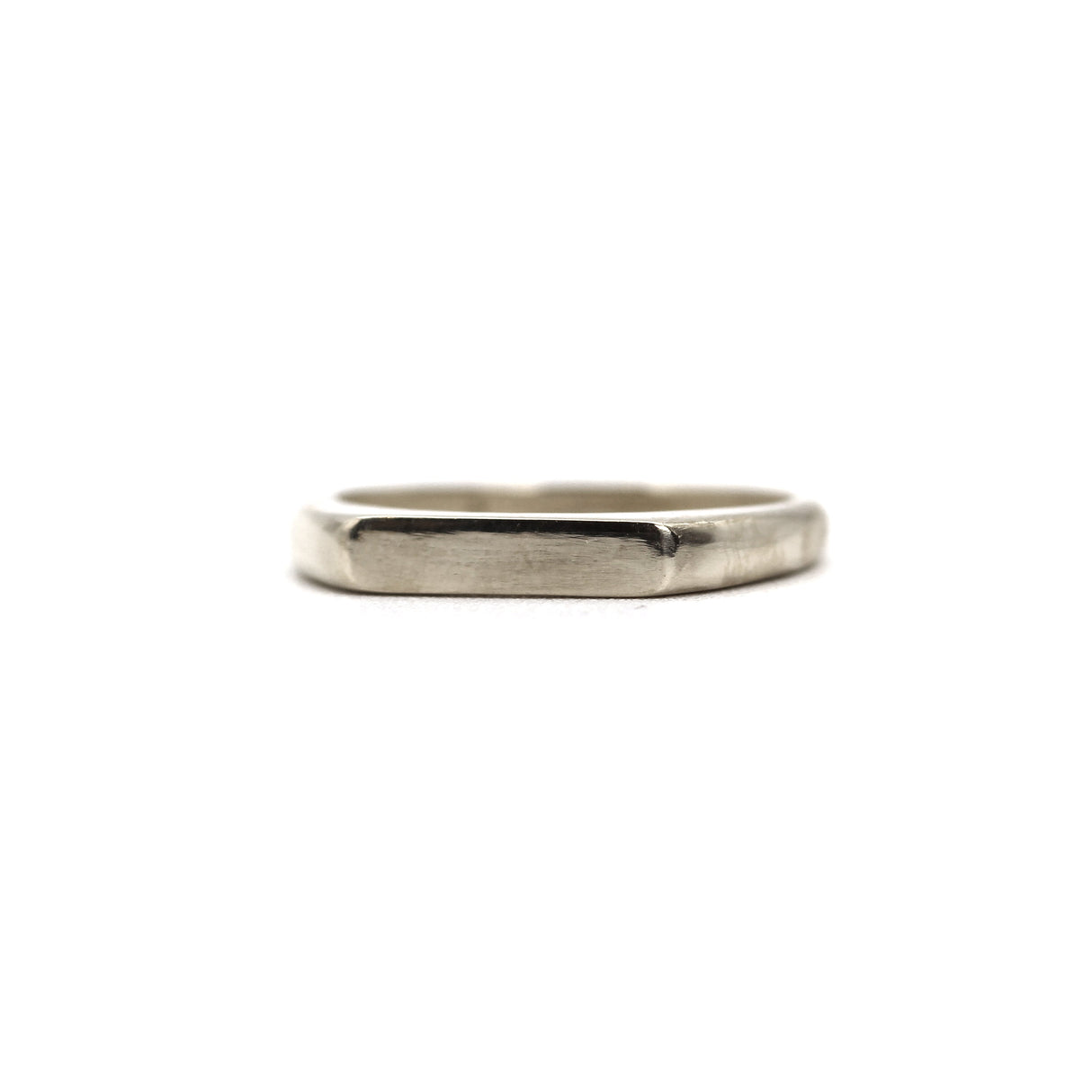 14k White Gold Bar Signet Ring by VicStoneNYC Fine Jewelry