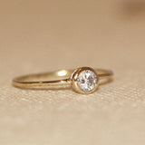 Solitaire Bezel Setting Natural Diamond Engagement Ring by VicStoneNYC Fine Jewelry