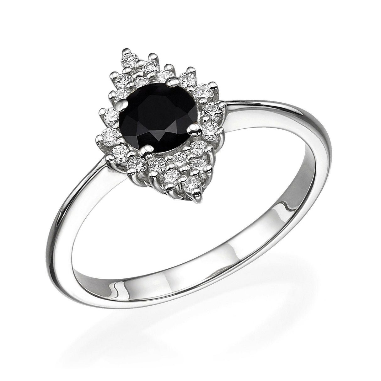 Unique Design Black Diamond Engagement Ring in 14k Gold by VicStoneNYC Fine Jewelry