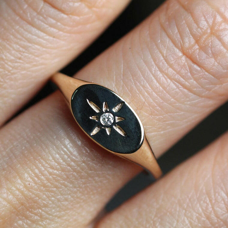 14k Northern Star Signet Ring by VicStoneNYC Fine Jewelry