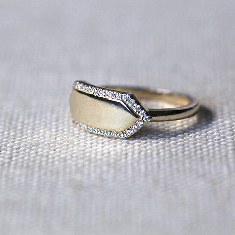 14k Gold Diamond Engraving Ring by VicStoneNYC Fine Jewelry