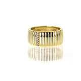 14k Natural Diamond Comfortable Bold Gold Ring by VicStoneNYC Fine Jewelry