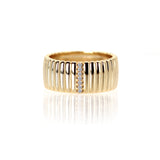 14k Natural Diamond Comfortable Bold Gold Ring by VicStoneNYC Fine Jewelry