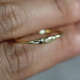 14k Gold Hammered Textured Diamond ring by VicStoneNYC Fine Jewelry