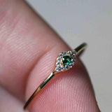 14k Emerald and Diamond Evil Eye Ring by VicStoneNYC Fine Jewelry