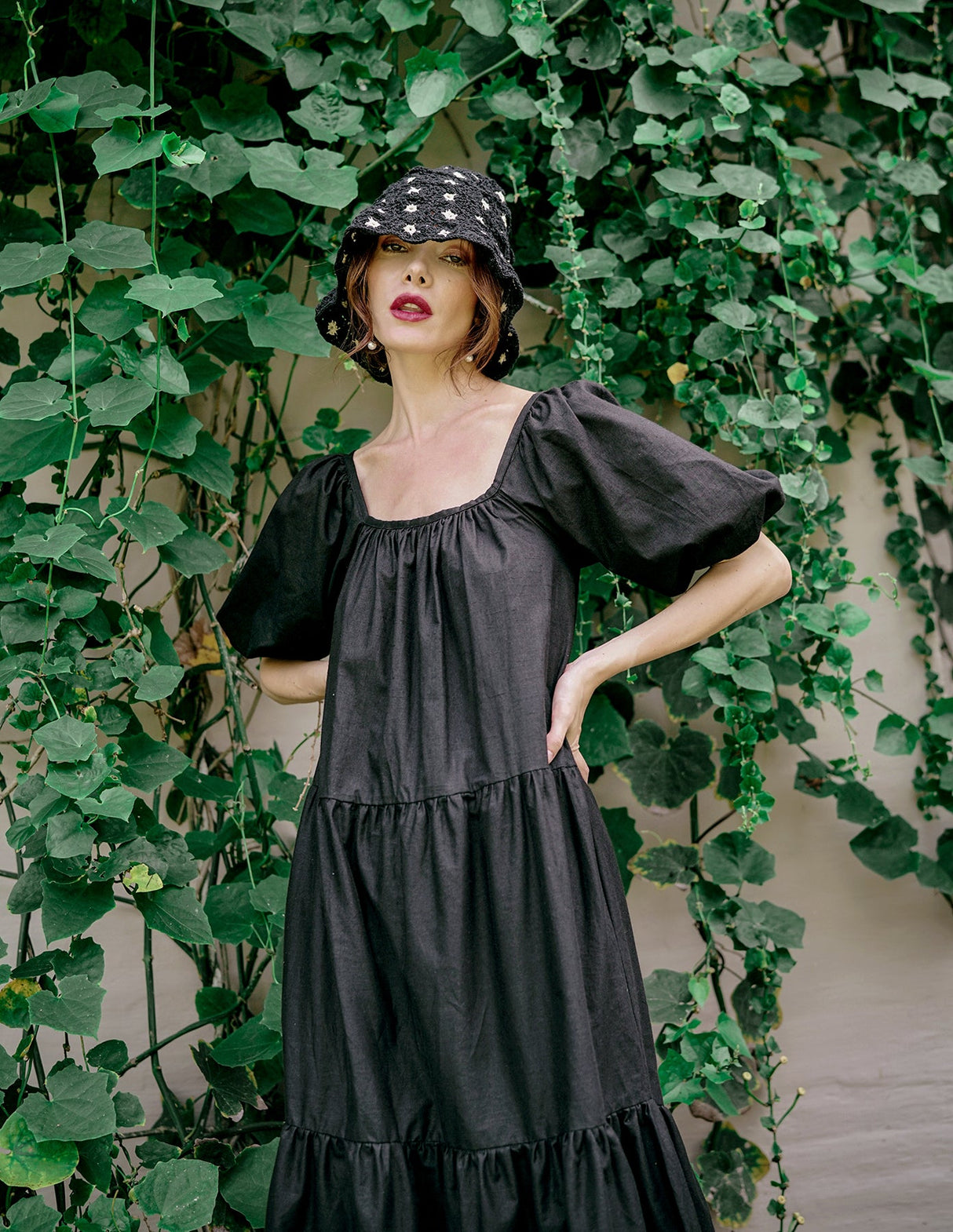 ROSEMARY Cotton Prairie Dress, in Black by BrunnaCo