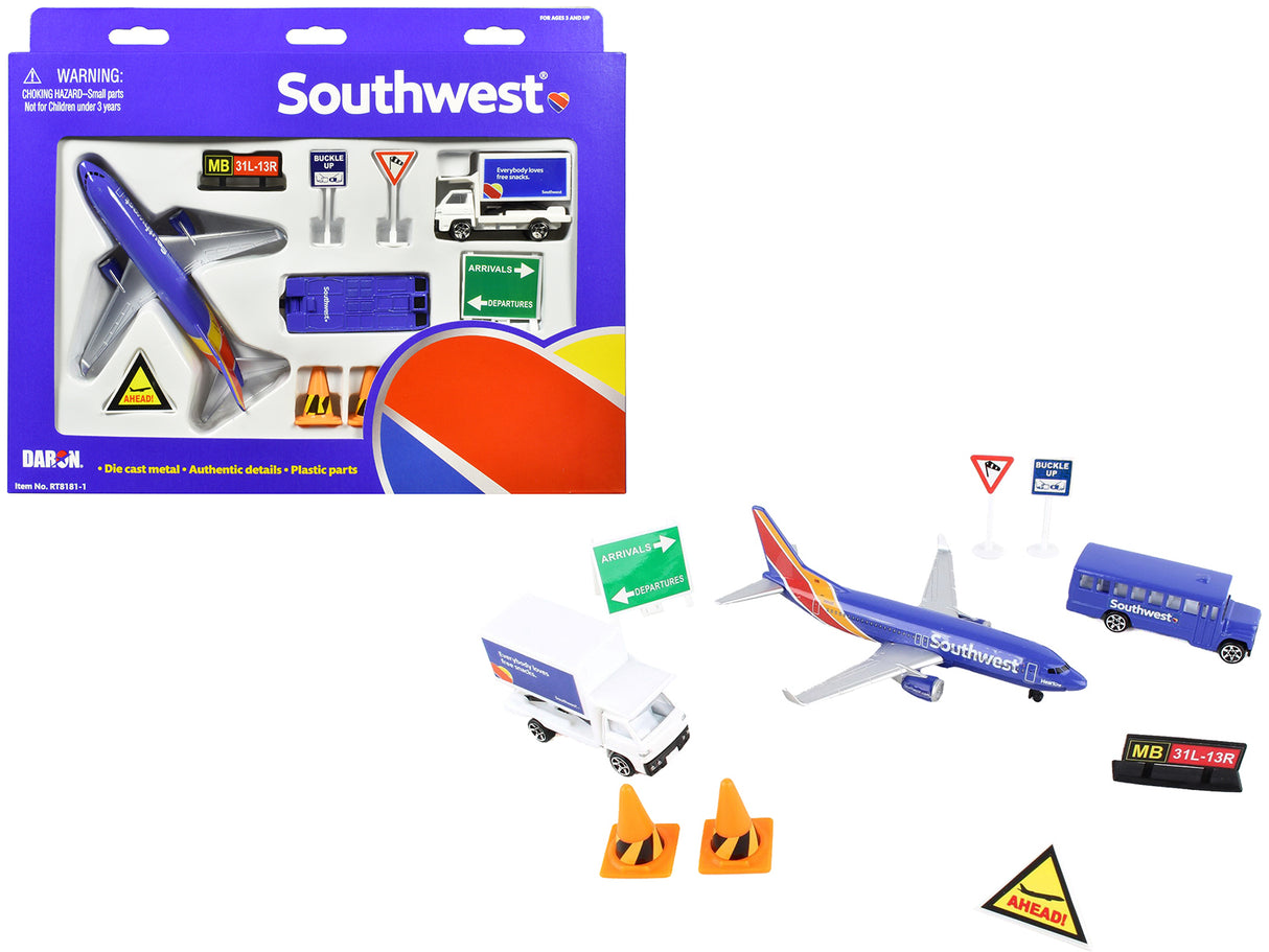 "Southwest Airlines" Airport Playset of 10 pieces Diecast Model by Daron