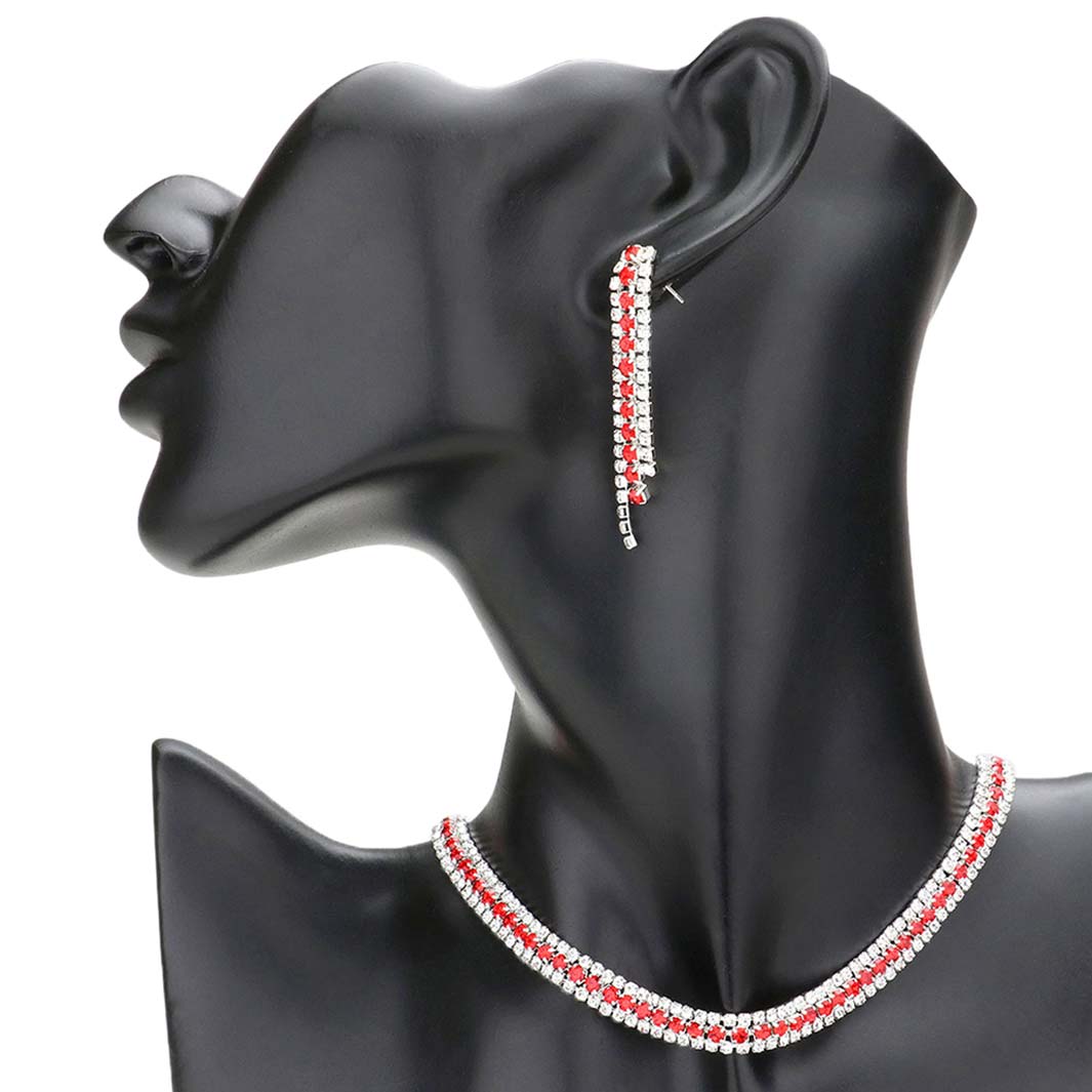 3Rows Rhinestone Pave Choker Necklace by Madeline Love