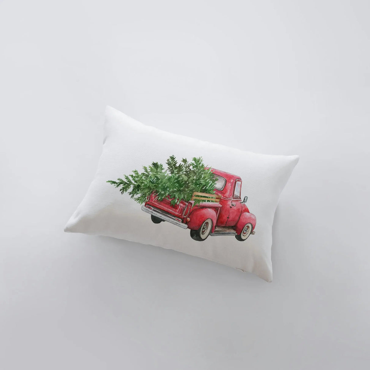 Red Christmas Truck Driving Away | Christmas | 12x18 | Red Truck | Christmas Decor | Throw Pillow | Home | Christmas tree | Christmas Gifts by UniikPillows