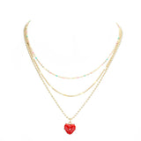 Heart Pendant Triple Layered Necklace by Madeline Love