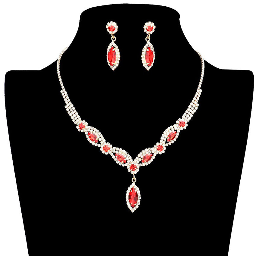 Marquise Stone Accented Rhinestone Necklace by Madeline Love