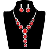 Round Stone Accented Evening Necklace Earring Set by Madeline Love