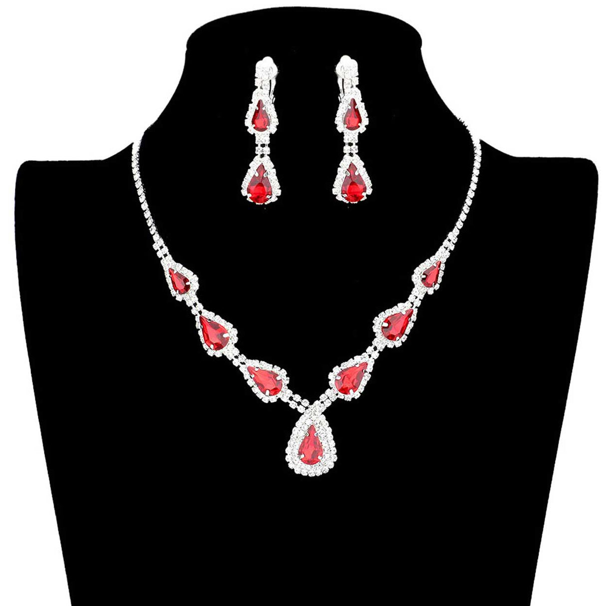 Teardrop Stone Accented Rhinestone Pave Necklace by Madeline Love