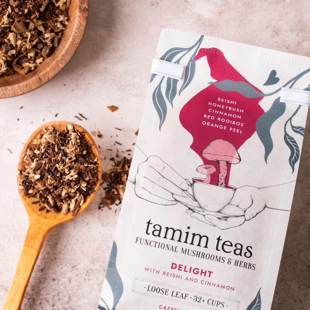 Delight | Reishi Mushroom Tea with Cinnamon and Honeybush by Tamim Teas