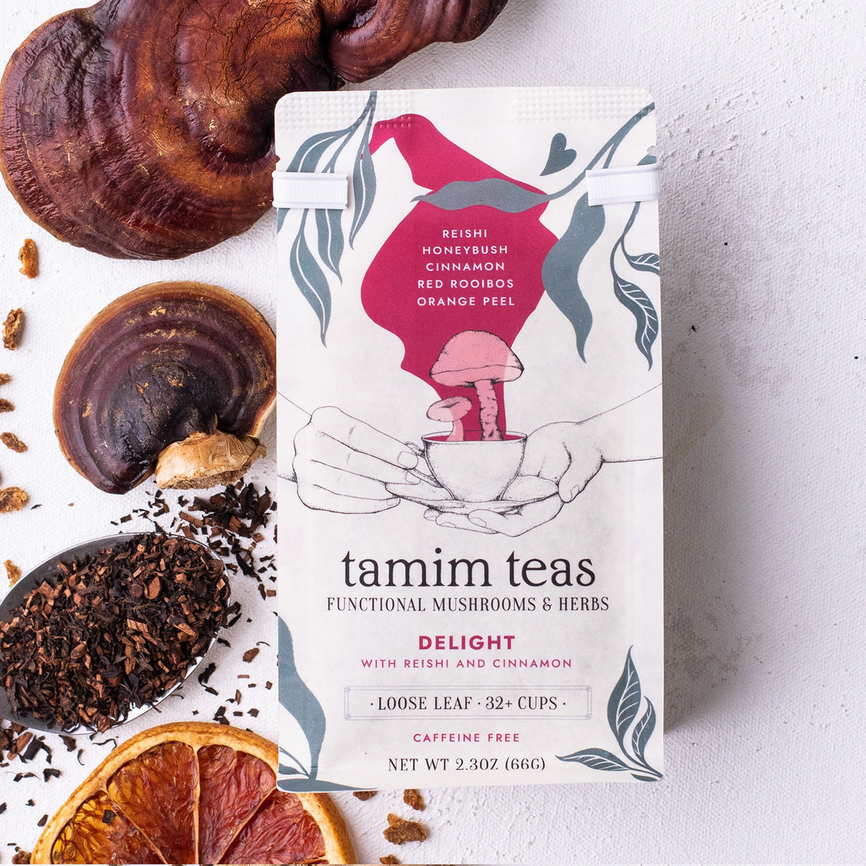 Delight | Reishi Mushroom Tea with Cinnamon and Honeybush by Tamim Teas