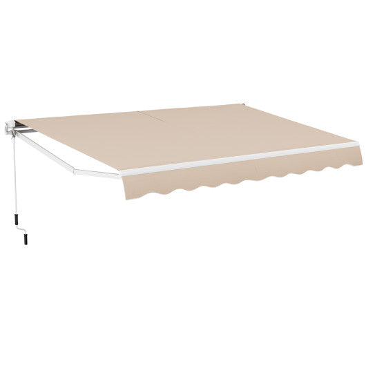 13 × 8 Feet Retractable Patio Awning Aluminum Deck Sunshade-Beige