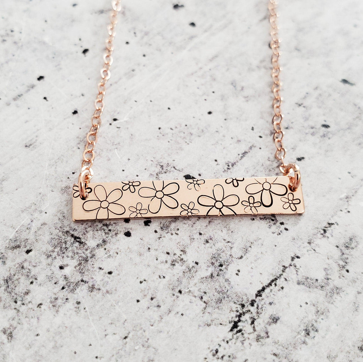 Retro Daisy Classic Bar Necklace by Salt and Sparkle