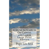 RERUM NOVARUM On Capital and Labor: Large Print Edition