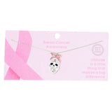 Gold Dipped Enamel Pink Ribbon Skull Pendant Necklace by Madeline Love