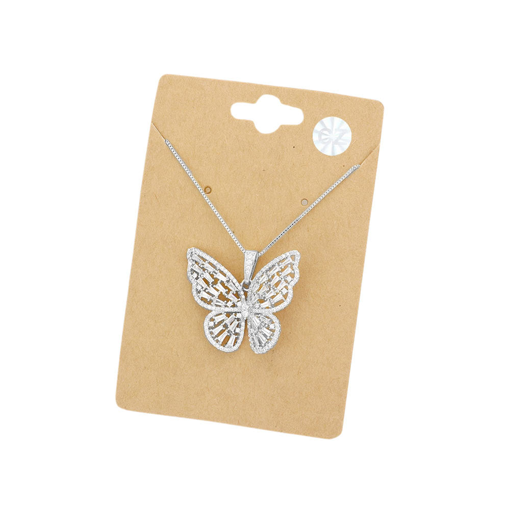 CZ Butterfly Pendant Necklace by Madeline Love