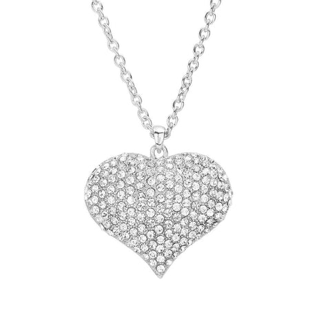 Crystal Pave Heart Pendant Long Necklace by Madeline Love