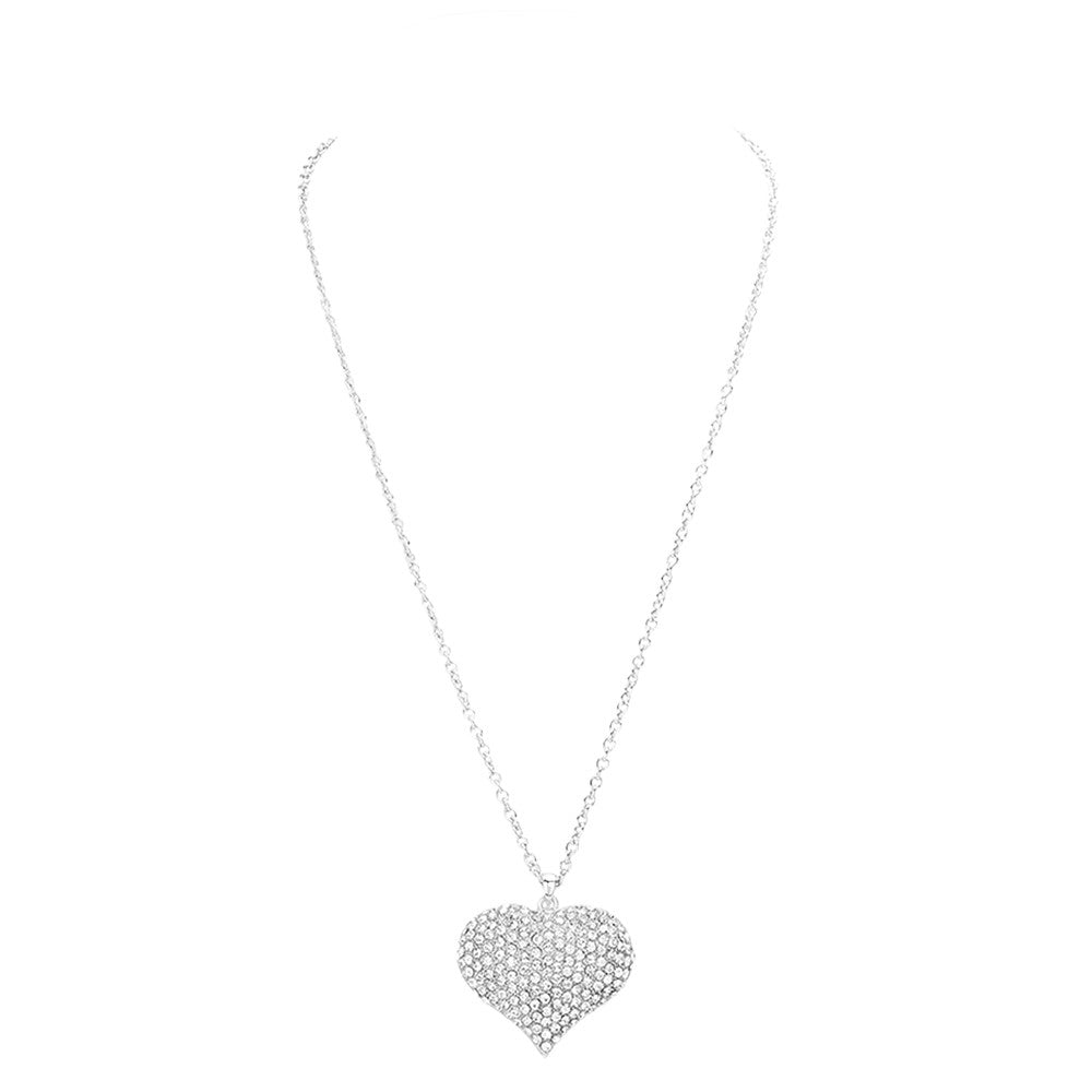 Crystal Pave Heart Pendant Long Necklace by Madeline Love