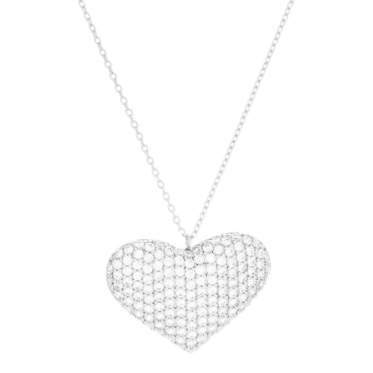 Gold Dipped CZ Embellished Metal Heart Pendant Necklace by Madeline Love