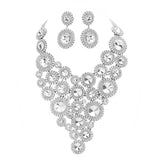 Round Stone Cluster Vine Statement Evening Jewelry Set by Madeline Love