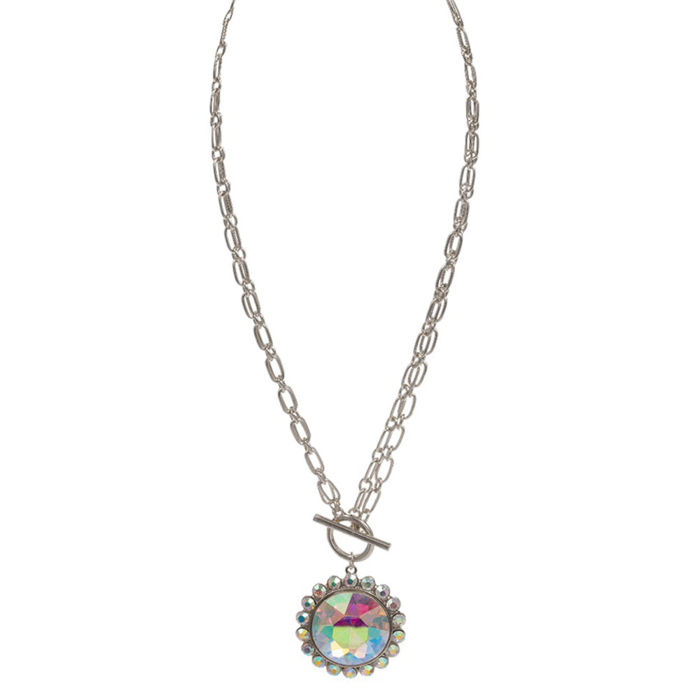 Round Stone Pendant Toggle Necklace by Madeline Love