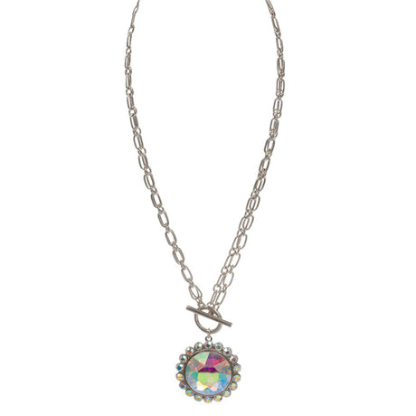 Round Stone Pendant Toggle Necklace by Madeline Love