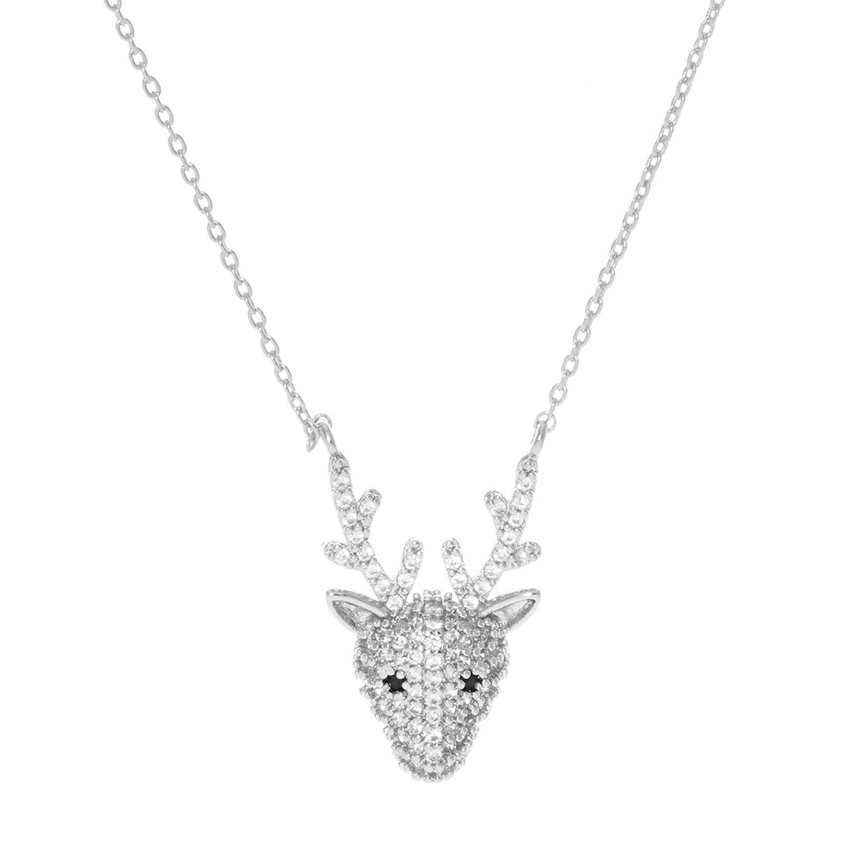 White Gold Dipped CZ Rudolph Pendant Necklace by Madeline Love