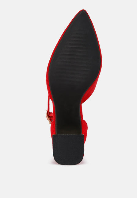 rory metallic sling detail block heel sandals by London Rag