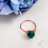 Rose Bead Wire Wrapped Ring by Salt and Sparkle