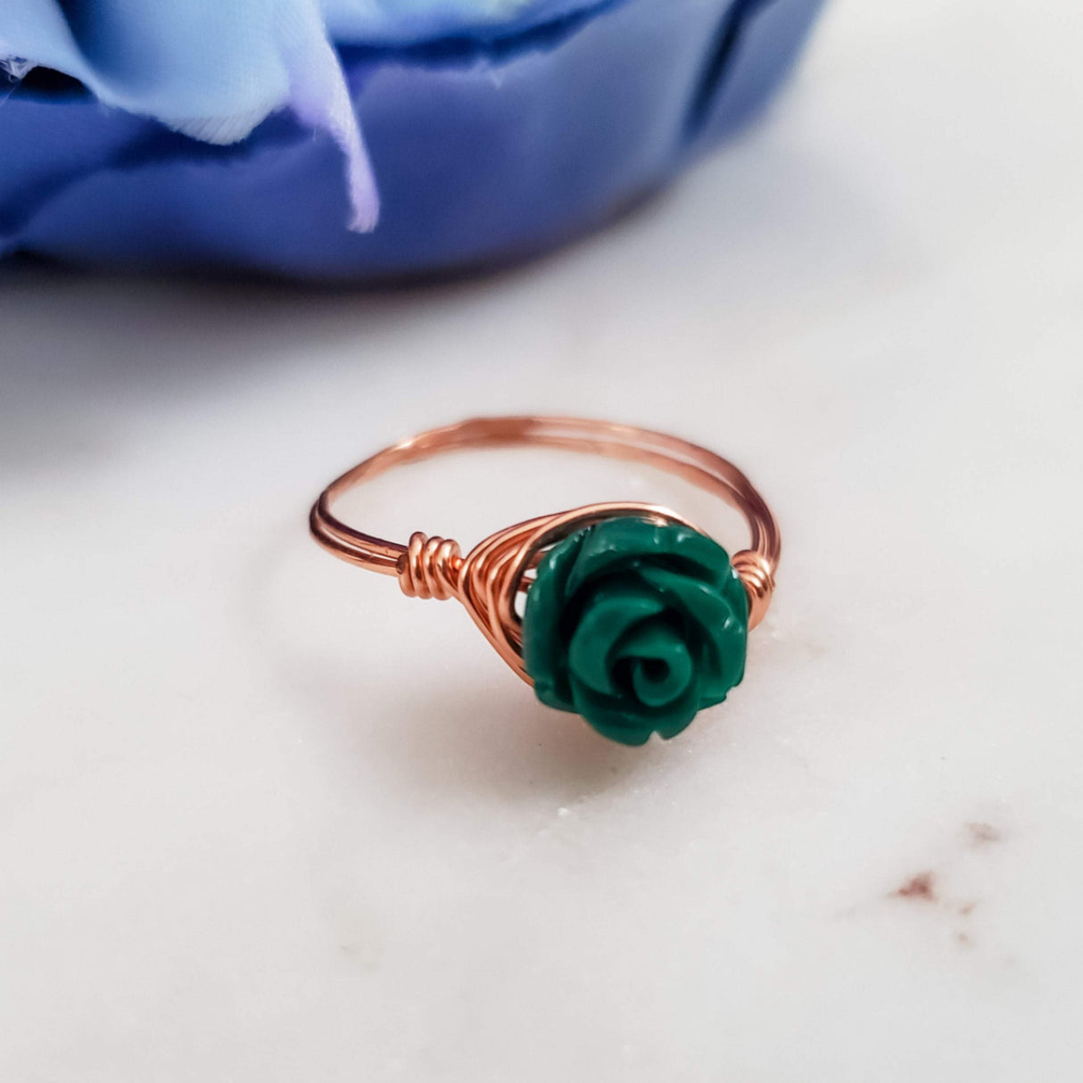 Rose Bead Wire Wrapped Ring by Salt and Sparkle