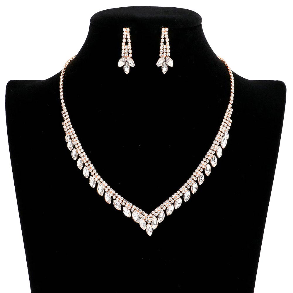 Crystal Rhinestone Pave Necklace Earring Set by Madeline Love