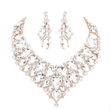 Teardrop Cluster Rhinestone Collar Necklace Earrings Set by Madeline Love