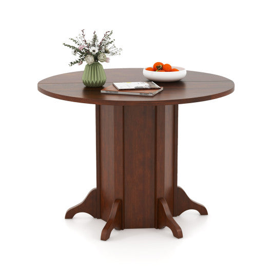 Round Dining Table with Pedestal Base for 4-6 People-Walnut