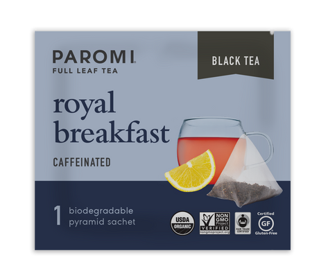 Organic Royal Breakfast Black Tea, Full Leaf, in Pyramid Tea Bags by Paromi Tea