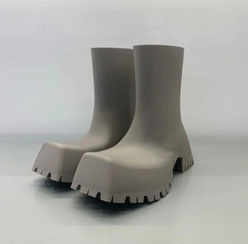 Square Toe Villain Platform Boots by White Market