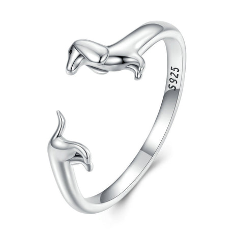 Elegant Dachshund Sterling Silver Ring & Earring by Dach Everywhere